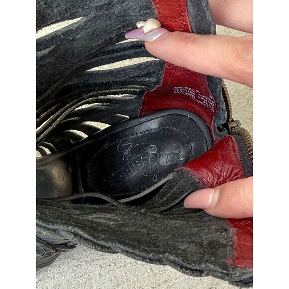 Freebird Washed Black Bela 100% Leather Cross Braided Ankle Western Boho Boots - Picture 14 of 14